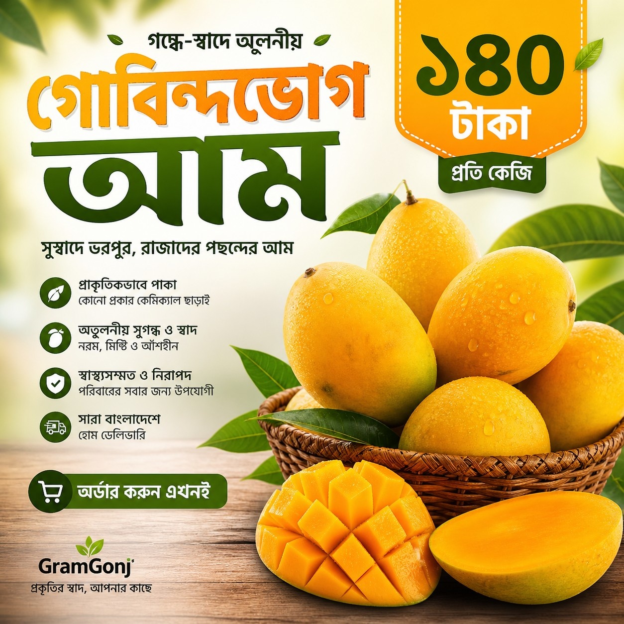 গোভিন্দভোগ আম ১২ কেজি ক্যারেট